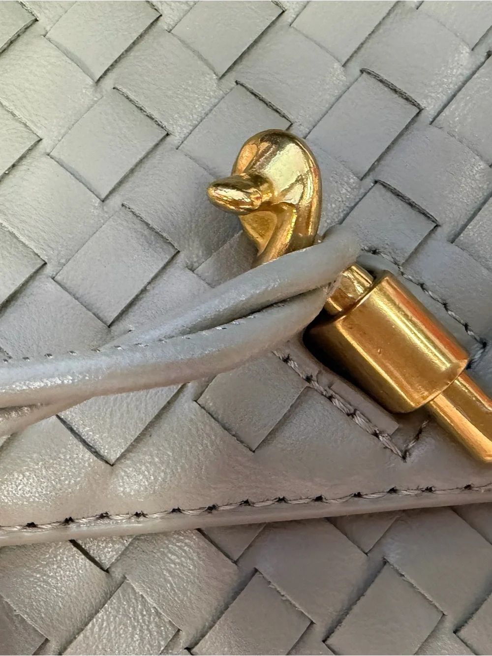 Woven Top-Handle Clutch in Sage Green